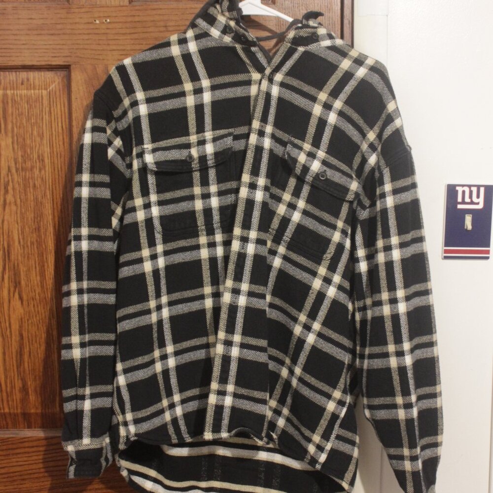 American Eagle Button Up Flannel Hoodie (New) (Large)